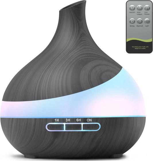Umidificator & Difuzor Aromaterapie 500 ml – 14 Culori LED, Timer și Telecomandă, Oprire Automată, Spații Mari