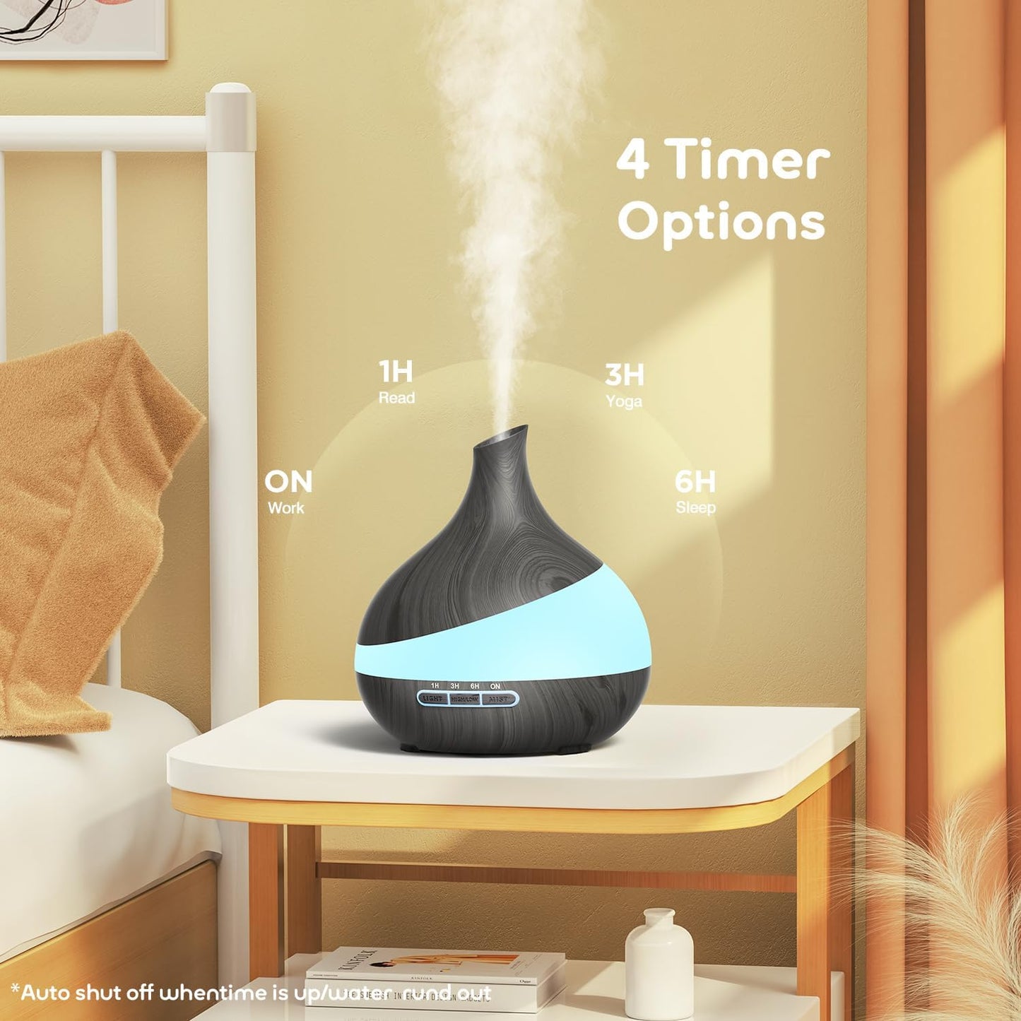Umidificator & Difuzor Aromaterapie 500 ml – 14 Culori LED, Timer și Telecomandă, Oprire Automată, Spații Mari