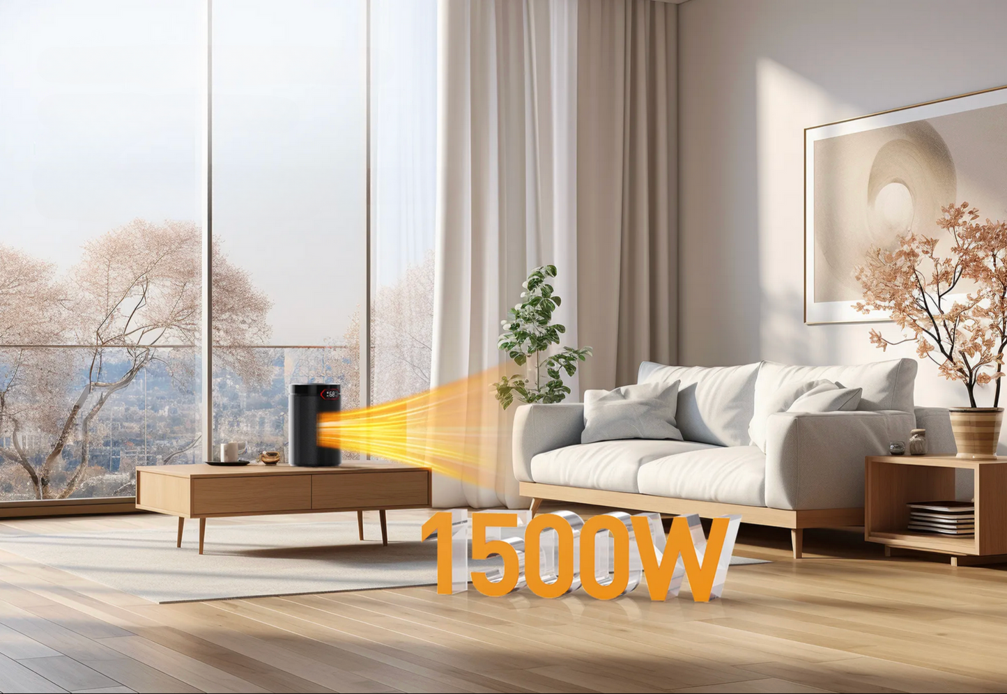 Aeroterma electrica CONOPU® 1500W termostat digital, Telecomandă, Silențios, Ventilator ceramic, 25mp, A+++